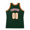 Custom Hunter Green White-Red Authentic Throwback Basketball Jersey