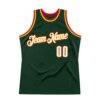 Custom Hunter Green White-Red Authentic Throwback Basketball Jersey
