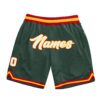 Custom Hunter Green White-Red Authentic Throwback Basketball Shorts