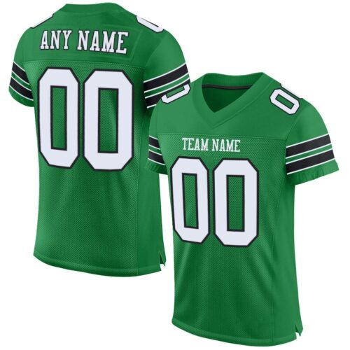kelly_green_0002 Custom Grass Green White-Black Mesh Authentic Football Jersey