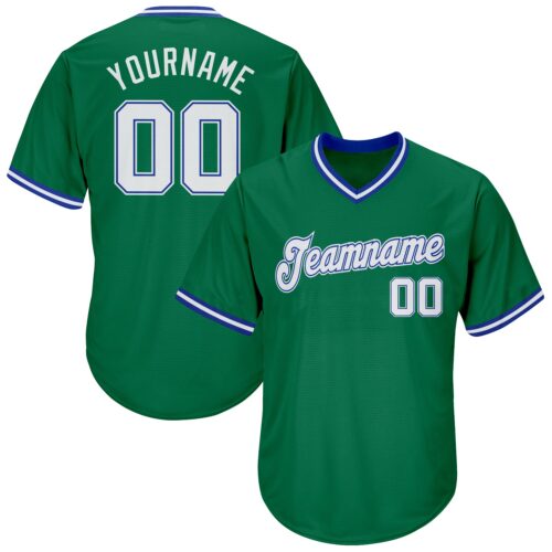 kelly_green_0056 Custom Kelly Green White-Royal Authentic Throwback Rib-Knit Baseball Jersey Shirt