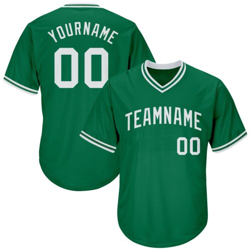 kelly_green_0057 Custom Kelly Green White Authentic Throwback Rib-Knit Baseball Jersey Shirt