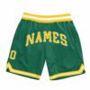 Custom Kelly Green Gold-White Authentic Throwback Basketball Shorts