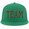 Custom Kelly Green Black-Old Gold Stitched Adjustable Snapback Hat