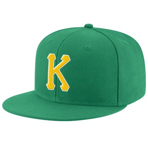kelly_green_0089-1 Custom Kelly Green Gold-White Stitched Adjustable Snapback Hat