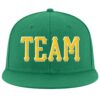Custom Kelly Green Gold-White Stitched Adjustable Snapback Hat