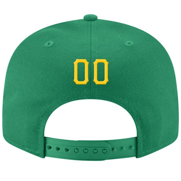 Custom Kelly Green Gold-White Stitched Adjustable Snapback Hat