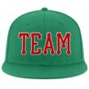 Custom Kelly Green Red-White Stitched Adjustable Snapback Hat