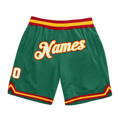 kelly_green_0105 Custom Kelly Green White-Gold Authentic Throwback Basketball Shorts