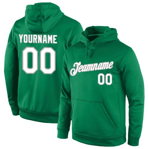 kelly_green_0107 Custom Stitched Kelly Green White-Gray Sports Pullover Sweatshirt Hoodie