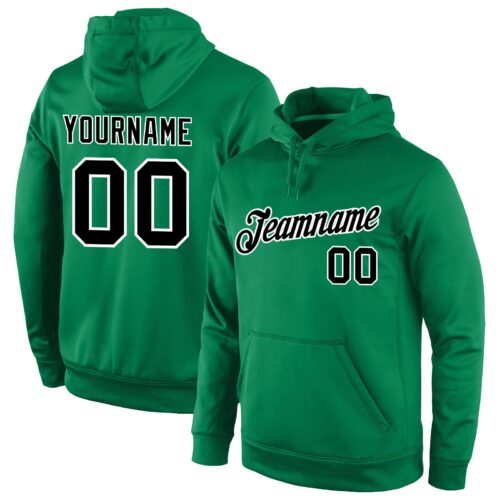 kelly_green_0111 Custom Stitched Kelly Green Black-White Sports Pullover Sweatshirt Hoodie