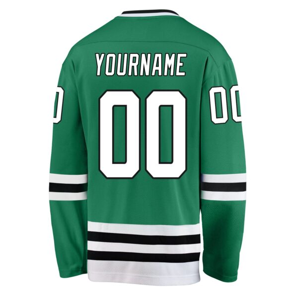 Custom Kelly Green White-Black Hockey Jersey