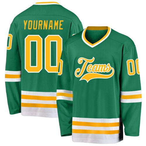 kelly_green_0151 Custom Kelly Green Gold-White Hockey Jersey