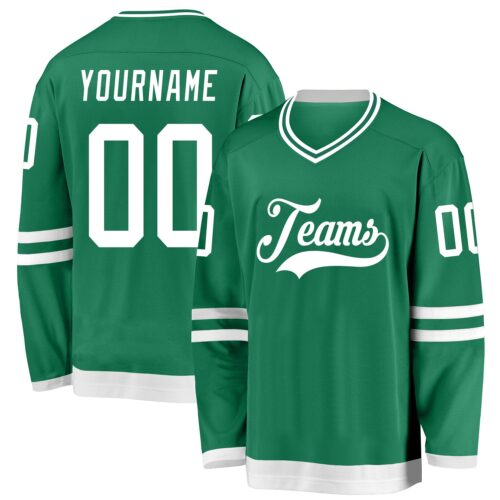 kelly_green_0179 Custom Kelly Green White Hockey Jersey