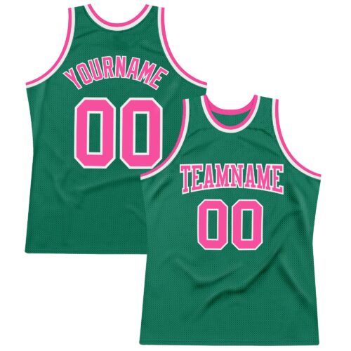 kelly_green_0188 Custom Kelly Green Pink-White Authentic Throwback Basketball Jersey
