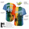 Custom Kelly Green Light Blue-White 3D Pattern Design Hawaii Coconut Trees Authentic Baseball Jersey