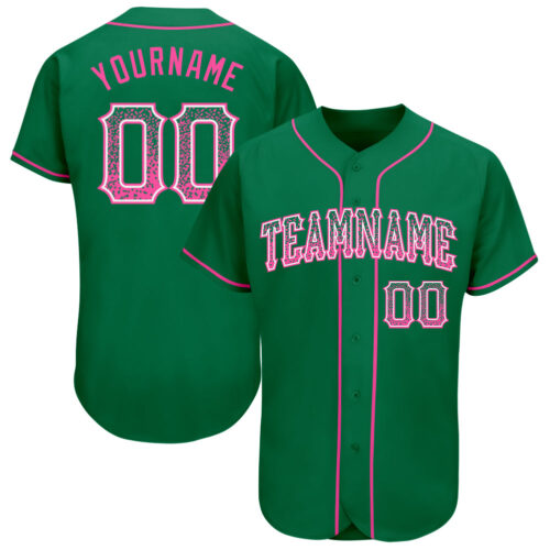 kelly_green_0197 Custom Kelly Green Pink-White Authentic Drift Fashion Baseball Jersey