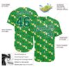 Custom Kelly Green Kelly Green-White 3D Pattern Design Authentic St. Patrick's Day Baseball Jersey