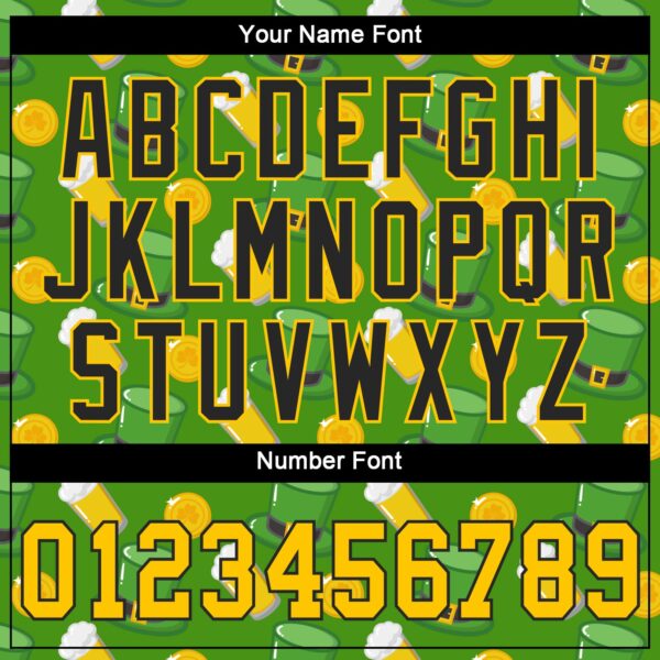 Custom Kelly Green Gold-Black 3D Pattern Design Authentic St. Patrick's Day Baseball Jersey