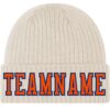 Custom City Cream Orange-Royal Stitched Cuffed Knit Hat