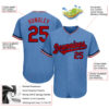 Custom Light Blue Red-Navy Authentic Baseball Jersey
