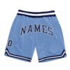 Custom Light Blue Navy-White Authentic Throwback Basketball Shorts