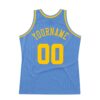 Custom Light Blue Gold Authentic Throwback Basketball Jersey