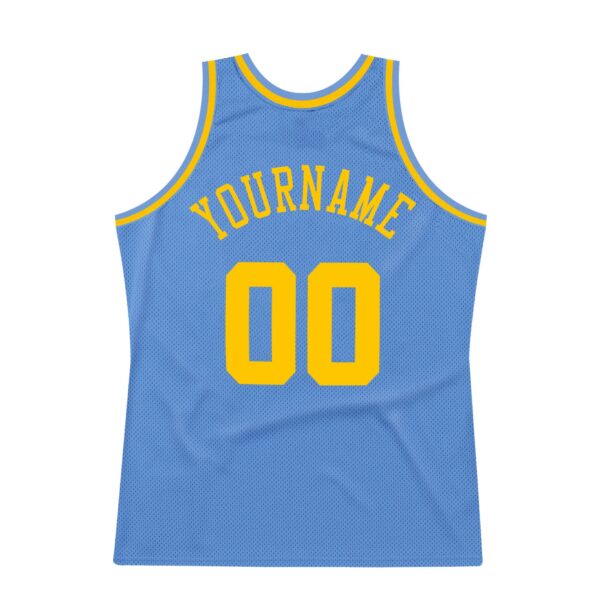 Custom Light Blue Gold Authentic Throwback Basketball Jersey