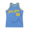 Custom Light Blue Gold Authentic Throwback Basketball Jersey