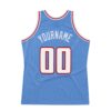 Custom Light Blue White-Red Authentic Throwback Basketball Jersey