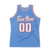 Custom Light Blue White-Red Authentic Throwback Basketball Jersey
