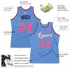 Custom Light Blue Pink-Black Authentic Throwback Basketball Jersey