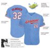 Custom Light Blue White Pinstripe White-Red Authentic Baseball Jersey