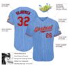 Custom Light Blue White Pinstripe Red-Navy Authentic Baseball Jersey