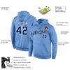 Custom Stitched Light Blue Navy-White Sports Pullover Sweatshirt Hoodie