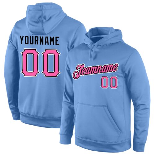 light_blue_0097 Custom Stitched Light Blue Pink-Black Sports Pullover Sweatshirt Hoodie