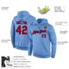 Custom Stitched Light Blue Red-Navy Sports Pullover Sweatshirt Hoodie