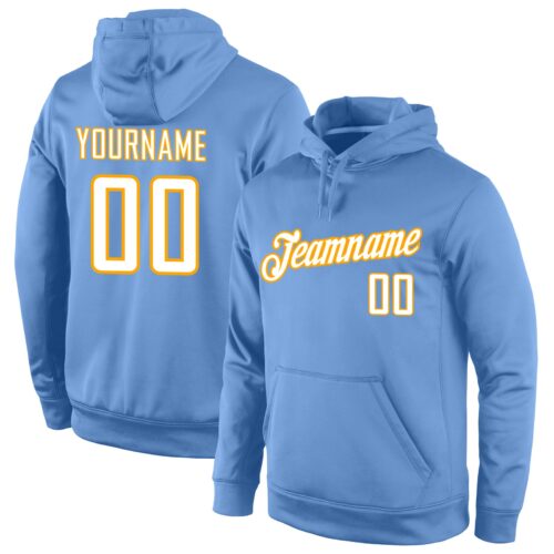 light_blue_0122 Custom Stitched Light Blue White-Gold Sports Pullover Sweatshirt Hoodie