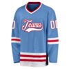 Custom Light Blue White-Red Hockey Jersey