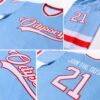 Custom Light Blue White-Red Hockey Jersey