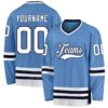 Custom Light Blue White-Navy Hockey Jersey