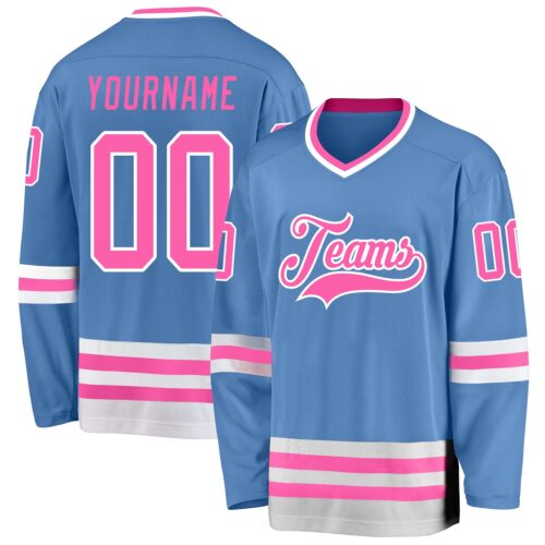 light_blue_0144 Custom Light Blue Pink-White Hockey Jersey