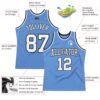Custom Light Blue White-Black Authentic Throwback Basketball Jersey