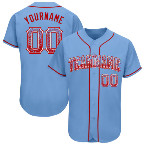 light_blue_0180 Custom Light Blue Red-White Authentic Drift Fashion Baseball Jersey