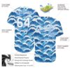Custom Light Blue White-Light Blue 3D Pattern Design Waves Authentic Baseball Jersey