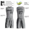 Custom Gray Black Round Neck Suit Basketball Jersey