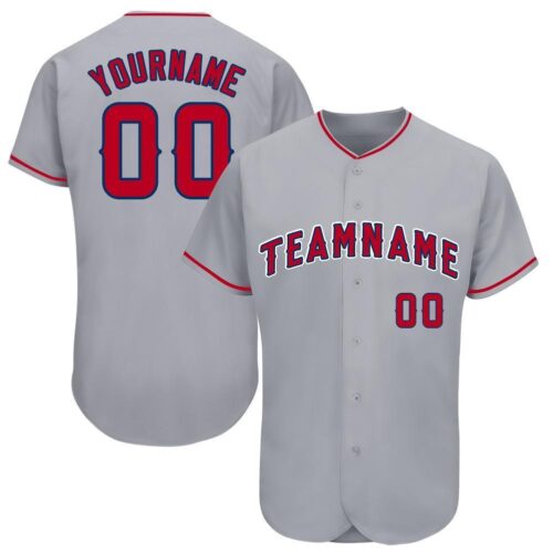 los_an_0075 Custom Gray Red-Navy Baseball Jersey