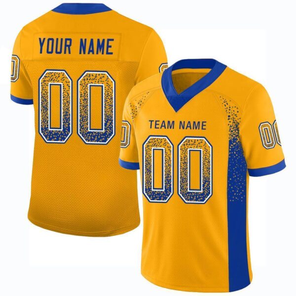 Custom Gold Royal-White Drift Fashion Football Jersey