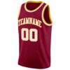 Custom Maroon White-Gold Round Neck Rib-Knit Basketball Jersey