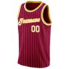 Custom Maroon White Pinstripe White-Gold Authentic Basketball Jersey